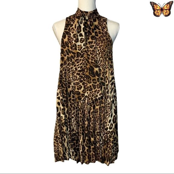 NASTY Gal 'Til We Pleat Again Leopard Mini Dress Size 2 - Picture 2 of 12